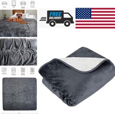 King Size Waterproof Blanket 80x80 Gray Flannel Throw for Camping and Travel