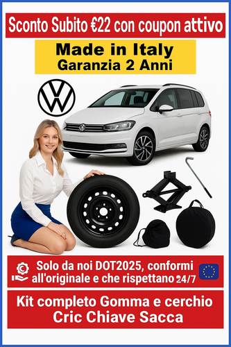 💥Volkswagen Touran 17" 5-Hole Spare Wheel Kit Key Bag DOT2025 🛞 - Picture 1 of 13