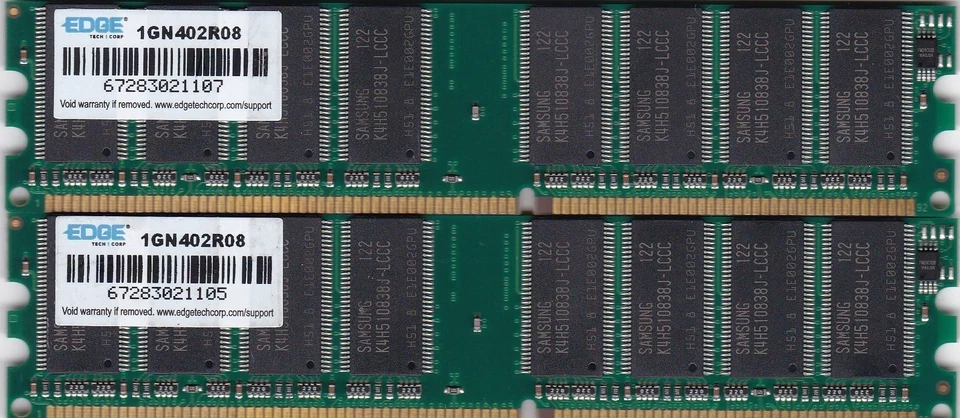 2GB 2x1GB PC-3200 EDGE MEMORY DDR-400 1GN402R08 PROMOS CHIPS DESKTOP KIT DDR1 - Image 2 of 3
