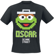 Difuzed - T-Shirt Herren Sesamstraße »Oscar« (schwarz) Shirt black Sesame Street