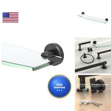 Gatco 5456MX Locke Glass Shelf Matte Black 20.13" X 5.38" Tempered Wall Mounted