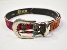 Vintage ELITE Fresno California Southwestern Tapestry Ball Chain Trim Belt S