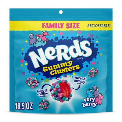 NERDS Very Berry Gummy Clusters   Crunchy and Chewy Candy, 18.5 oz Bag