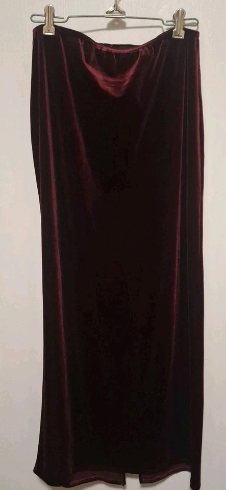 De Colección Kathie Lee Terciopelo Terciopelo 2 Piezas Grande Blusa Maxi Falda Granate Gótico Usado en Excelente Condición Foto 3 de 4