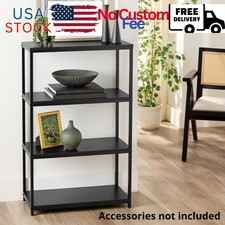 4-Shelf Metal Frame Bookcase, Black Finish