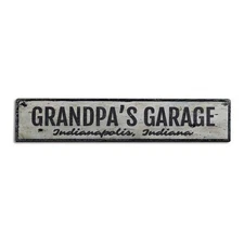 Grandpa's Garage, Custom Shop Location - Rustic Distressed Wood Sign