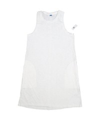 Old Navy Tank Dress Womens M White Scoop Neck Sleeveless Jersey Short Casual
