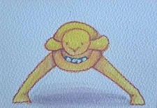 ACEO Original Art Card 2.5 x 3.5" Handmade Watercolour & Pencil Crayon Peep