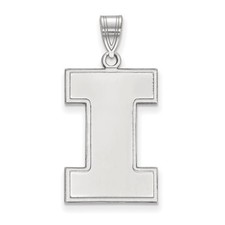10k White Gold LogoArt University of Illinois Letter I Extra Large Pendant