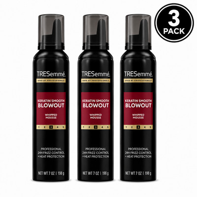 TRESemme Keratin Smooth Blowout Whipped Mousse 24H Frizz Control 7 oz 3 Pack