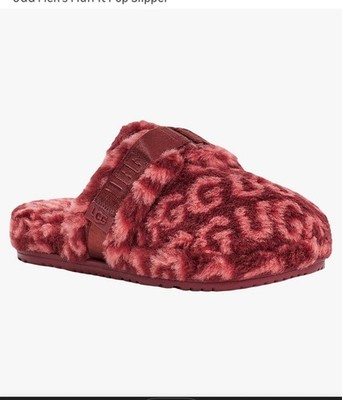 UGG Mens Fluff It Pop Slide Cozy Slippers Shoes 1120900 Red Wine Terra Size 9.0