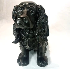 Vintage MCM Ceramic Black Cocker Spaniel Dog Large 10.75" Statue Figure