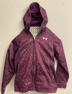 Under Armour Youth Full Zip Hoodie Purple With Stars Size Large