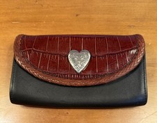 VTG BRIGHTON GLASSES CASE BLACK BROWN EMBOSSED LEATHER