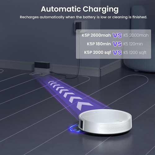 OKP Robot Aspirapolvere con Mop WiFi/App/Alexa K5 Pro Automatic Recharge - Foto 7 di 14