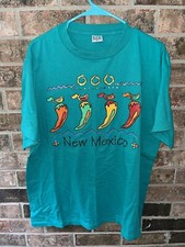 Vintage 90's Made in USA Single Stiched New Mexico Tourist T-Shirt Teal Green XL
