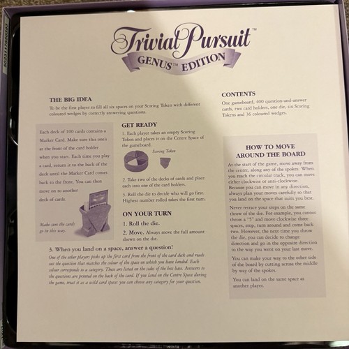 Retro Vintage Trivial Pursuit Genus Edition Board Game 2001 - Picture 4 of 5