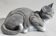 Gray Cat Figurine Pet Sculpture Large Garden Statue Outdoor Home Ornament Gifts