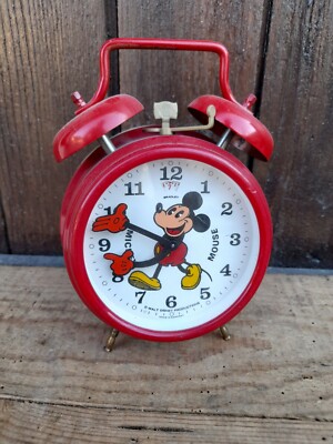 Antique Mickey Mouse Germany Lion Logo Walt Disney Bradley Kids Alarm Clock Toy