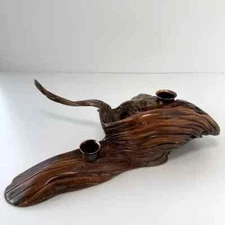 Mid Century Modern Sculptural Driftwood Copper Candle Holder MCM