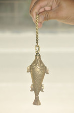 Vintage IN Ottone a Mano Nero Occhio Pesce Forma Polvere Bottiglia, Nove Colore