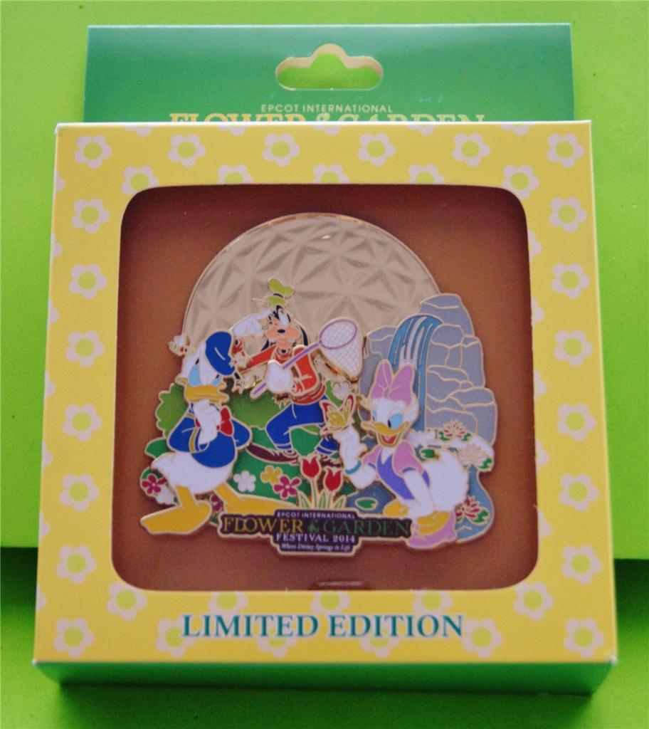 DISNEY EPCOT FLOWER GARDEN FESTIVAL 2014 GOOFY DONALD DAISY DUCK JUMBO PIN LE500