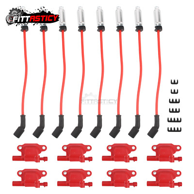 8-Pack Ignition Coil & Spark Plug Wire Set For GMC Chevy Silverado Tahoe 5.3L - 1 Year Warranty