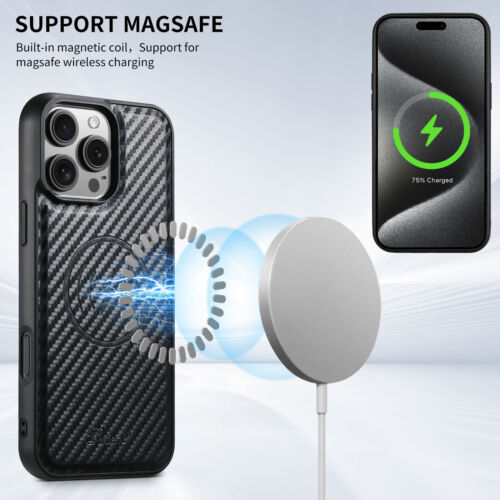 Luxury Weave Leather Magsafe Charging Credit Card Slots Case Cover For iPhone - Picture 2 of 18