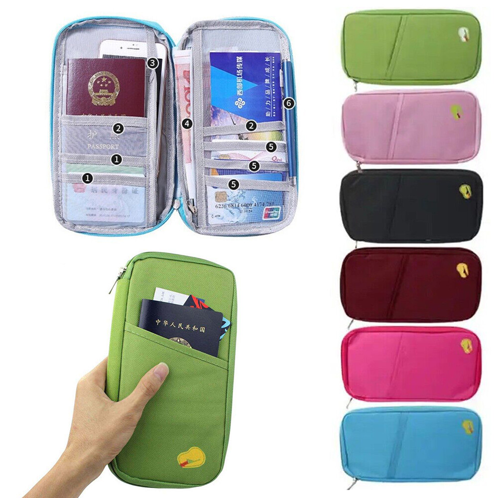 Compact Travel Passport Wallet with Zipper for Documents and Tickets US-image