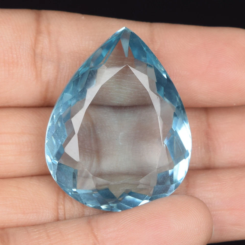 Синтетический ограненный в лаборатории аквамарин грушевидной огранки AAA - Изображение 2 из 4