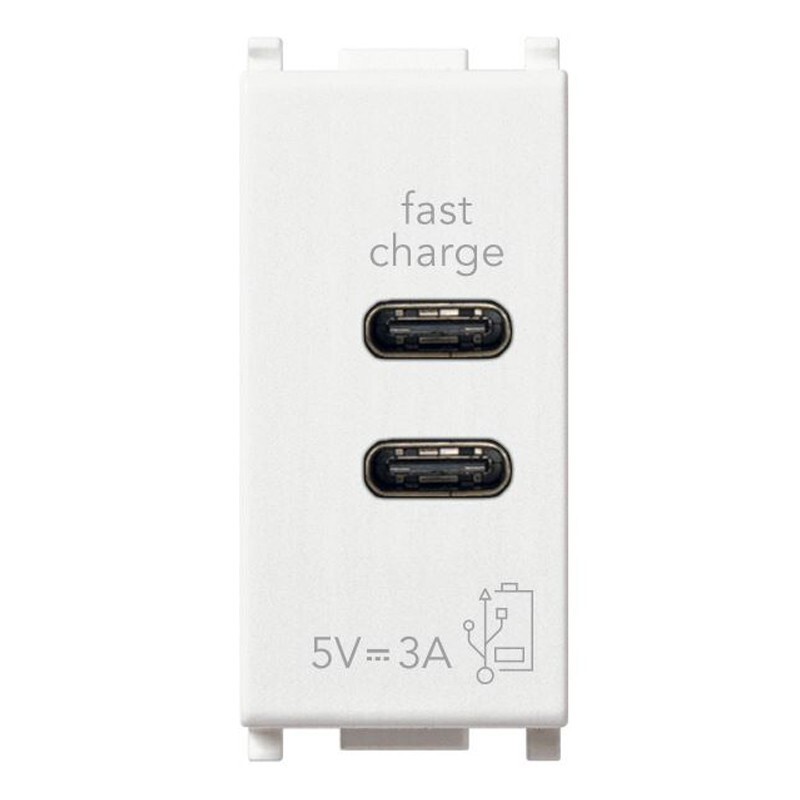Alimentatore Caricatore USB Vimar Plana  Type C + C 5V 3A  Bianco 14292.CC