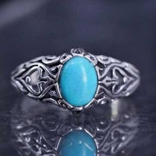 size 7.25, southwestern sterling silver 925 band ring w/ turquoise and filigree