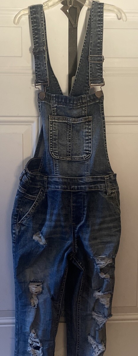 ヴェルデ様 Dollhouse Blue Denim Distressed Skinny Bib Overalls Juniors Size 3