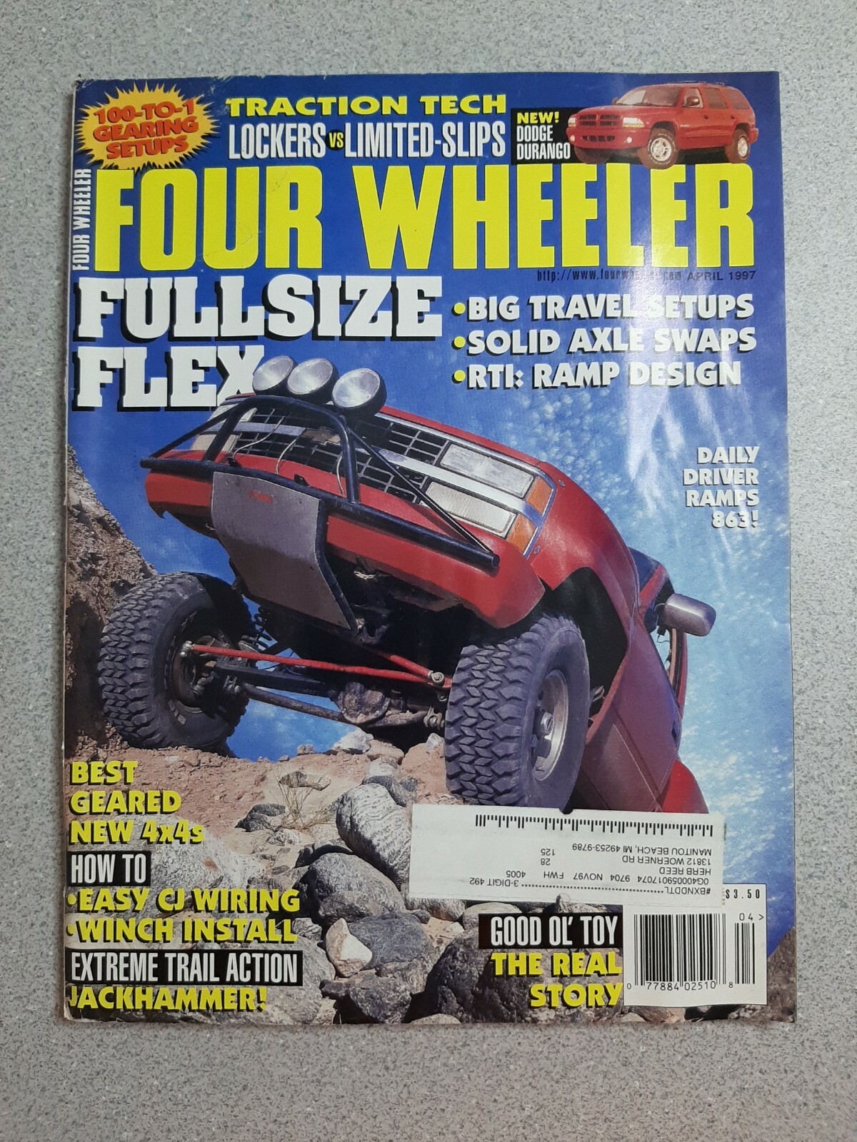 FOUR WHEELER Magazine April 1997 Lockers vs. Limited-Slips New Dodge Durango