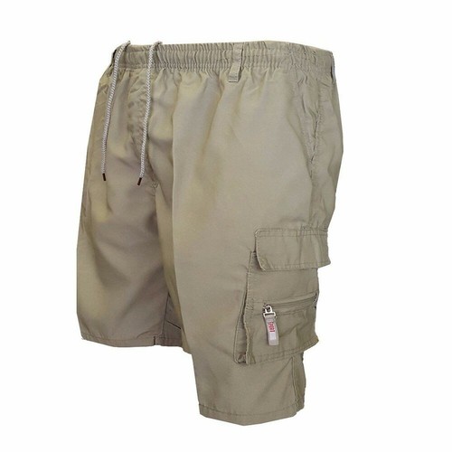 Mens Cargo Elastic Waist Shorts Pockets Cotton Combat Casual Work Shorts Pants - Picture 10 of 10