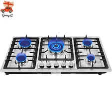 36" Gas Cooktop 5 Burners Built-in Gas Stove Top NG/LPG Kitchen Cooker Hob New