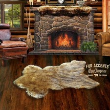 Faux Fur Sierra Bear Skin Pelt Rug, Deer Skin,Throw Carpet, Hand Made in America