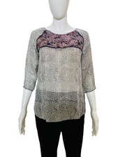 Ulla Johnson Womens Crochet Embroidered Silk Floral Print Blouse Tunic Top S 4