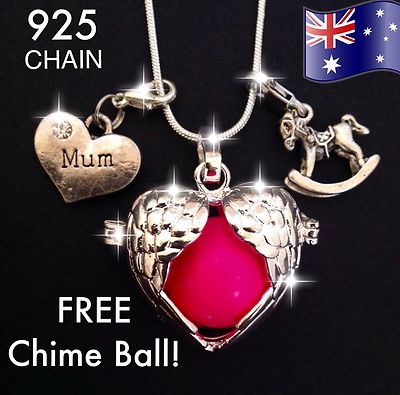 Mum Heart Angel Caller Harmony Chime Ball Pendant Necklace
