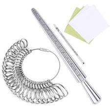 27 Piece Ring Sizer Tool Set With Mandrel And Plastic Gauge For Accurate Sizing