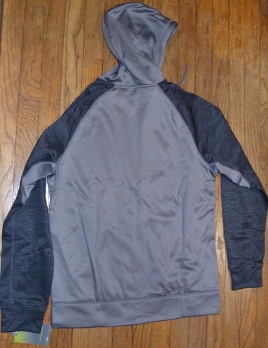 Tek Gear Performance DryTek Gray Hoodie Fleece Full Zip Reflective Active Wear - Picture 3 of 3