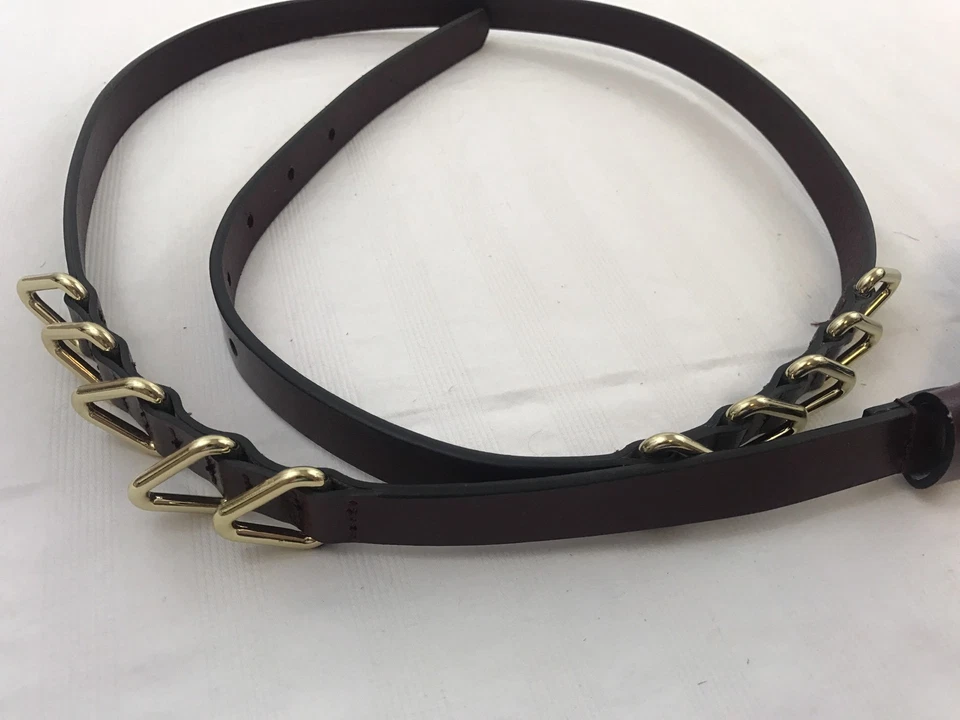 NUEVO CON ETIQUETAS REBECCA MINKOFF - Cinturón de cuero borgoña tachonado dorado para mujer talla M,L Foto 4 de 4
