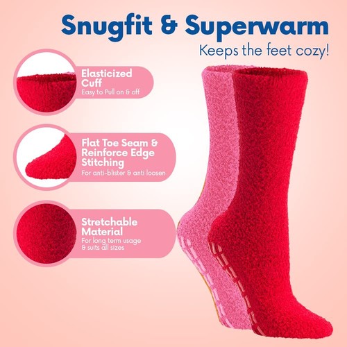 Bright Fuzzy Socks Ultra Soft Womens 6-pack Solid Colors By Solid 9 - 11 - Picture 3 of 6