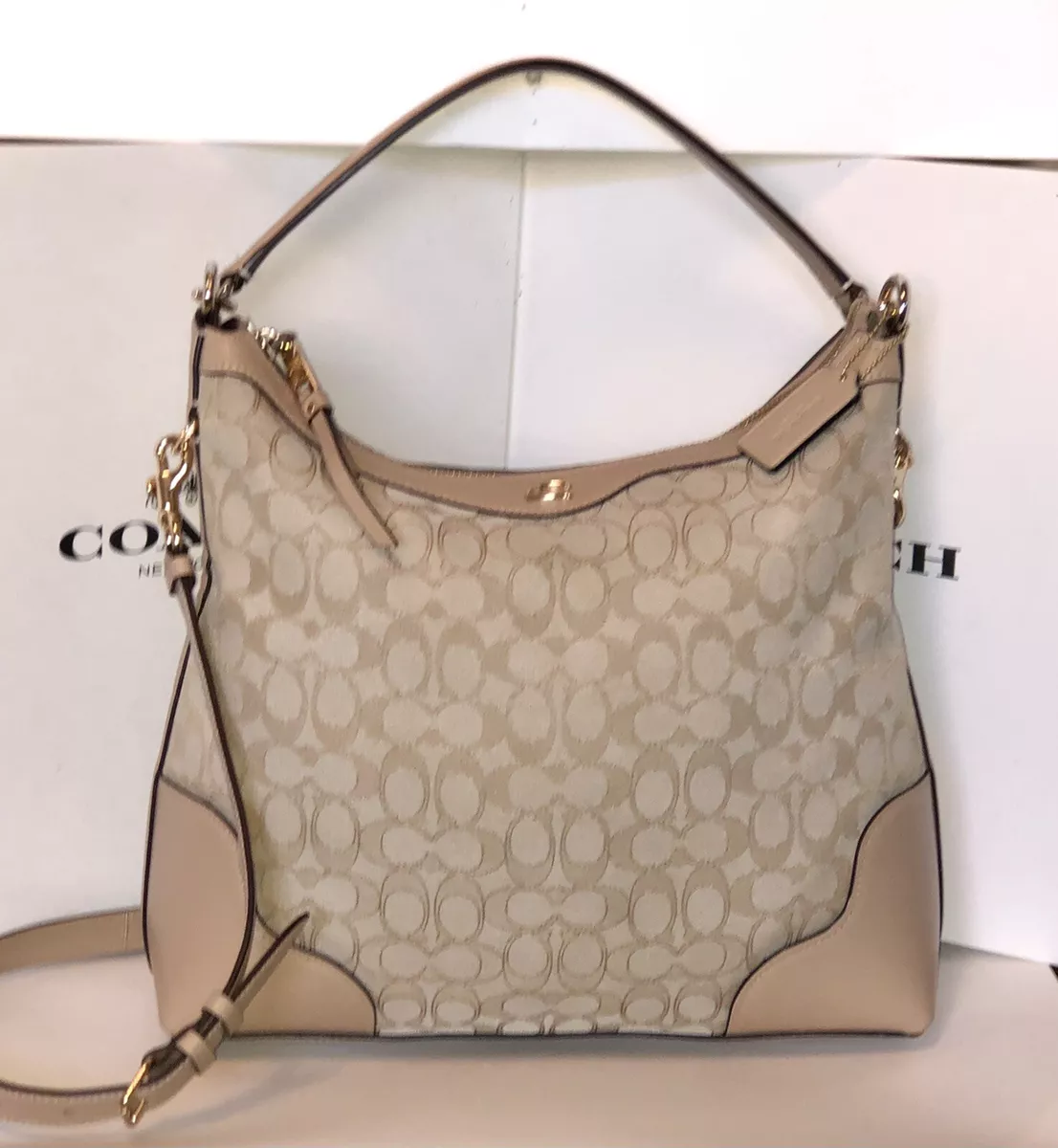 Coach F34824 Ivie Signature Jacquard Leather Beechwood Khaki