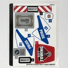 LEGO STICKER SHEET 60137 Tow Truck Trouble Stickers Decals City Police