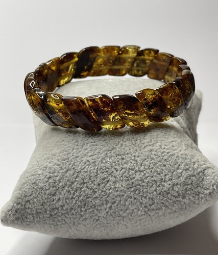 Genuine Baltic AMBER Stone BRACELET. Greenish Amber BRACELET on Elastic string. - Picture 7 of 13