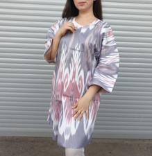 Uzbek Ikat Asian Ethnic Robe, Hand-dyed Uzbek Ikat, Asian Ethnic kaftan