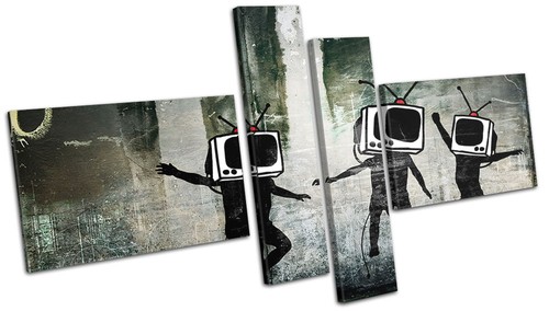 Stampa Banksy Stile Graffiti Stampa Artistica Su Tela Con Cuffie Da Scimmia - Banksy, Dipinto Pensatore, Decorazione Per Cameretta Dei Bambini Su Tela Di Wall Street - Grande Regalo Per DJ Che