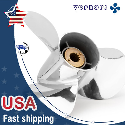 Stainless Steel 11 x 15 Boat Propeller for Mercury 25-70HP 13 Spline Tooth,RH