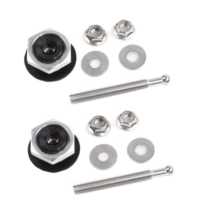 4-Pack Push Button Quick Release Hood Pins – Metal Bonnet Latch Kit For Car Bumper Or Hood (Black)